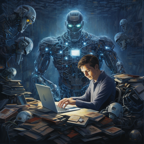 "L'IA avale des données sans interruption" (Midjourney, M. de R.)