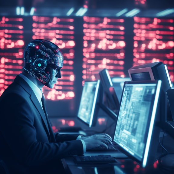 "Un robot dans le renseignement américain" (Qant, M. de R. avec Midjourney)