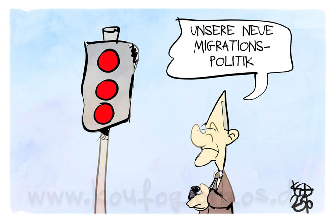 Scholz "Notre nouvelle politique migratoire" (pour rappelle la coalition au pouvoir est baptisé "feu tricolore")
