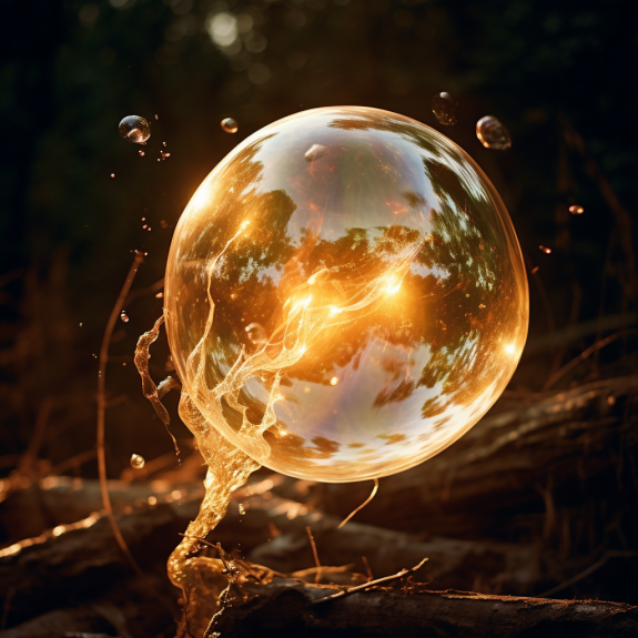 "La bulle dorée de l'IA" (Qant, M. de R. avec Midjourney)