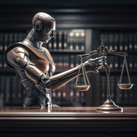 "L'IA en quête d'équilibre" (Qant, M. de R. avec Midjourney)