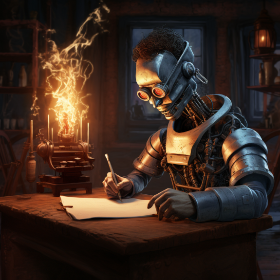 "La lettre du robot" (Qant, M. de R. avec Midjourney)