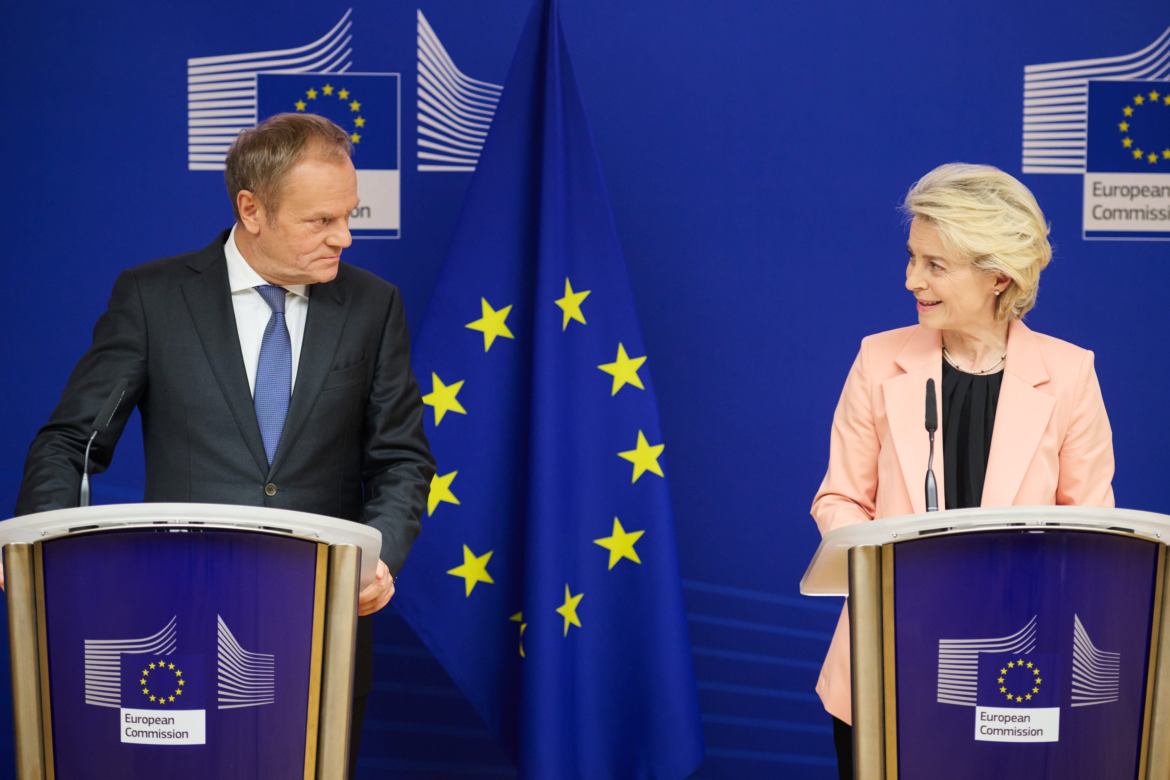 Donald Tusk, pressenti premier ministre en Pologne, et Ursula von der Leyen, présidente de la Commission européenne © Commission européenne  &nbsp;