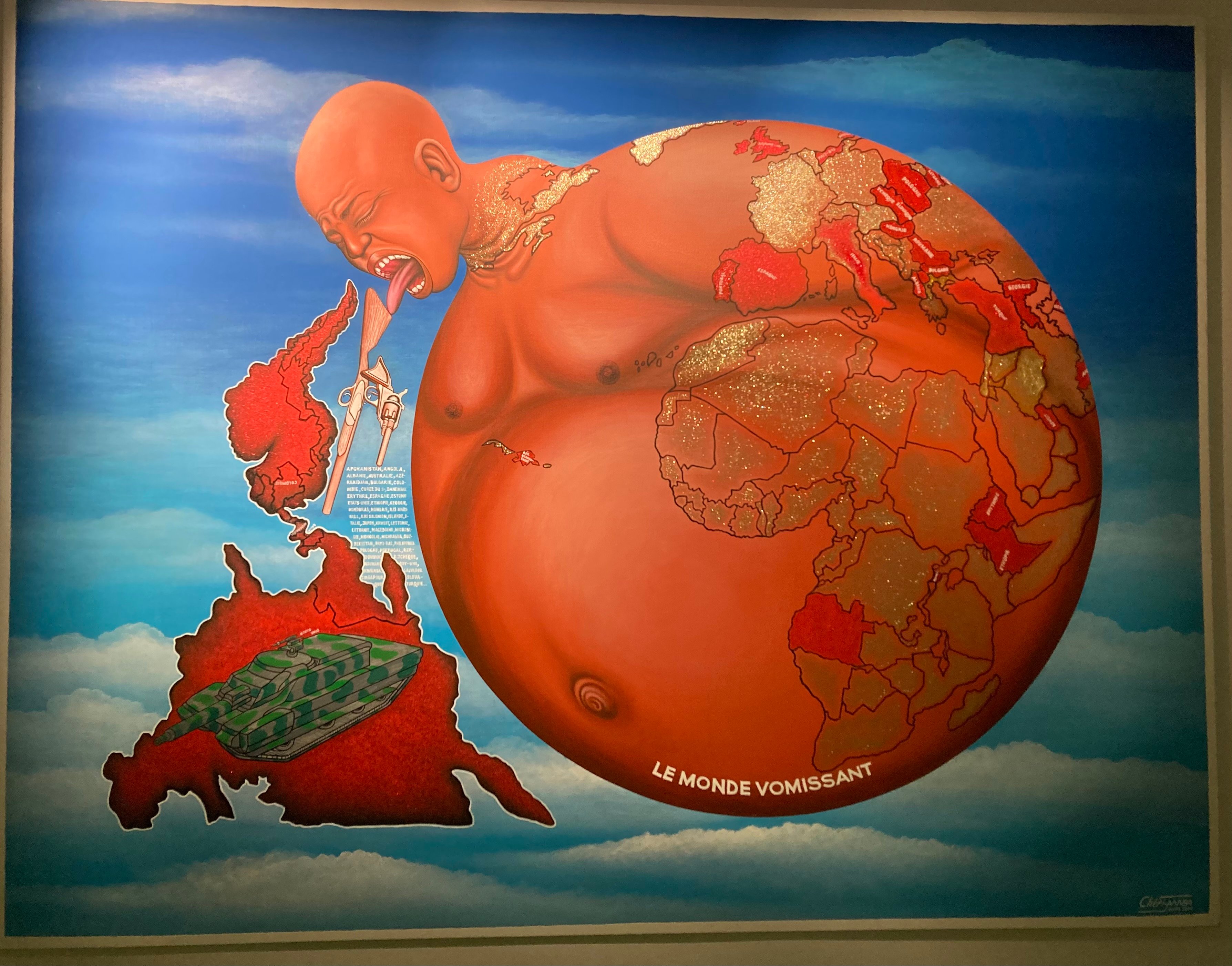 Chéri Samba, "Le monde vomissant" et la domination chinoise, très présente en Afrique.