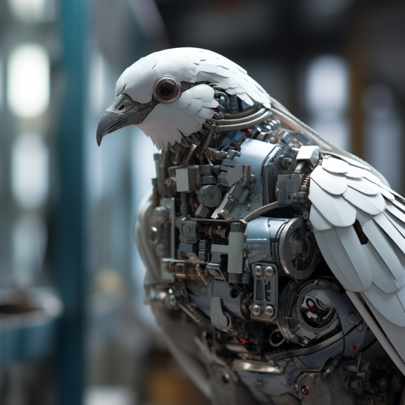 “Le pigeon augmenté par l’IA” (Qant, M. de R. avec Midjourney)