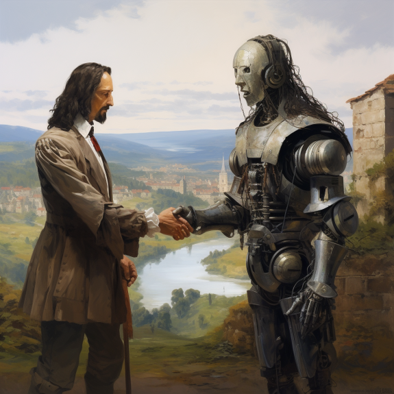Spinoza rencontre le robot (Qant, M. de R. avec Midjourney)