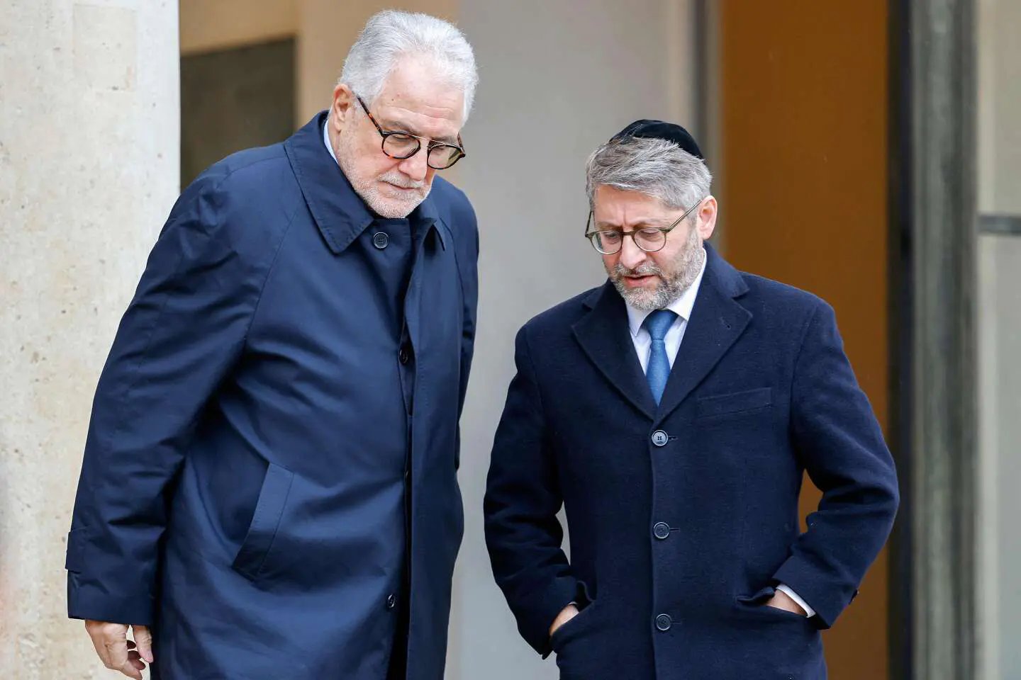 Chems-Eddine Hafiz et Haïm Korsia - respectivement recteur de la Grande Mosquée de Paris et grand rabbin de France - LUDOVIC MARIN / AFP ©
