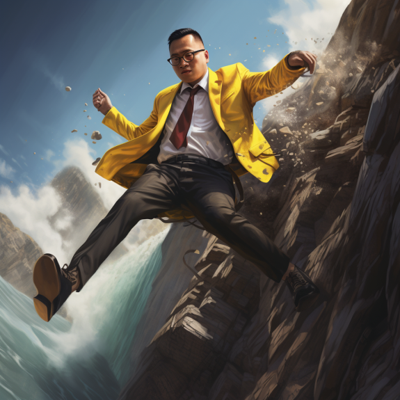 “Changpeng Zhao tombe de la falaise” (Qant, M. de R. avec Midjourney)