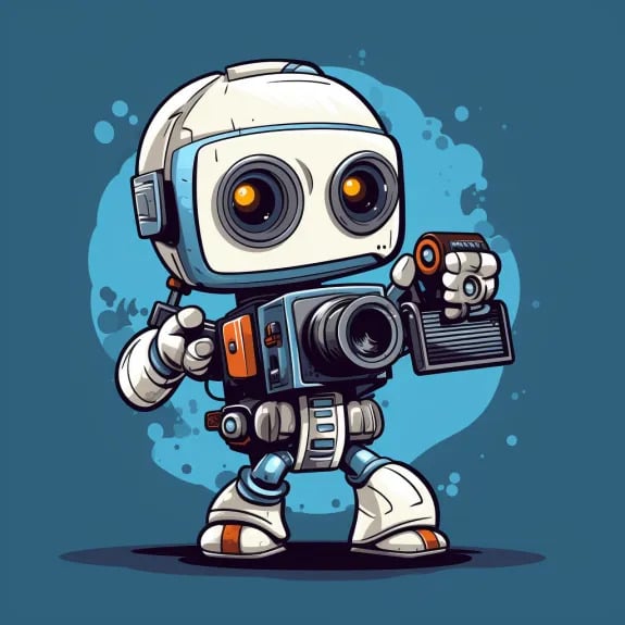 “Le robot tient la caméra” (Qant, M. de R. avec Midjourney)