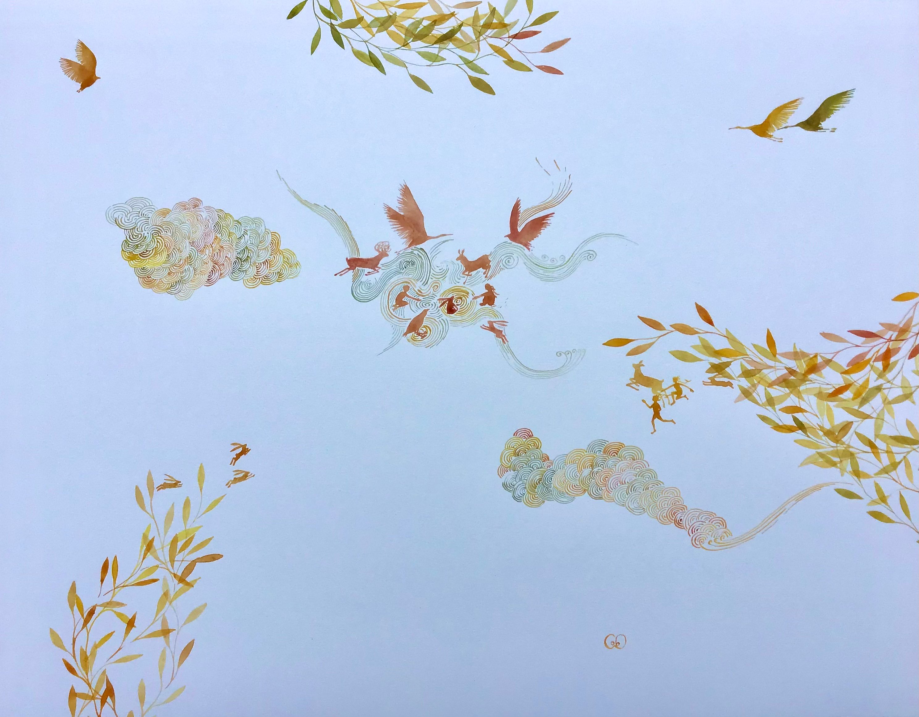 Ré-union, Aquarelle sur papier, 50/70cm