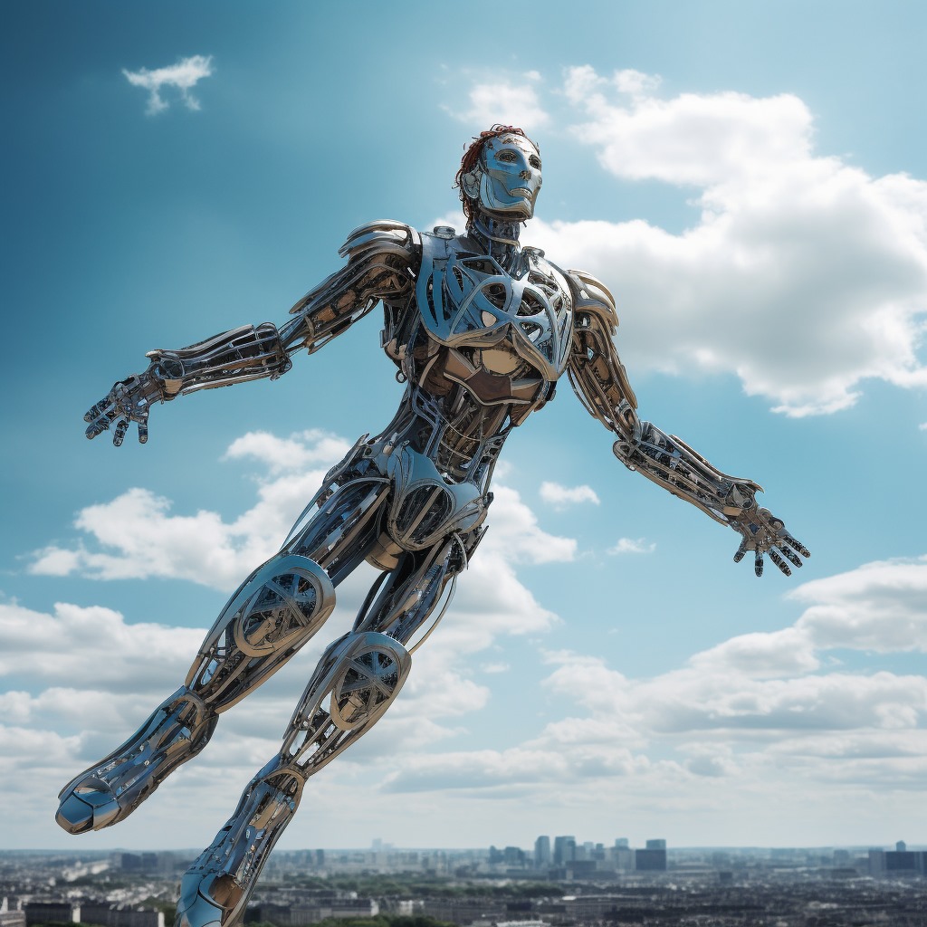Le robot parisien s'envole (Qant, M. de R. avec Midjourney)