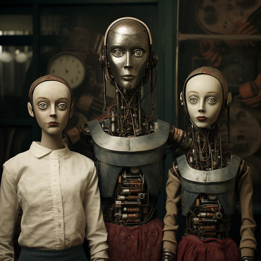 “La famille de robots” (Qant, M. de R. avec Midjourney)