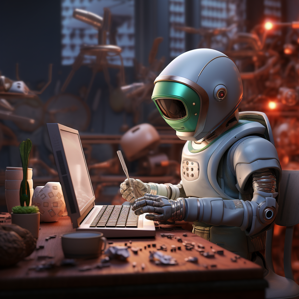 “Le robot surfe sur Internet” (Qant, M. de R. avec Midjourney)