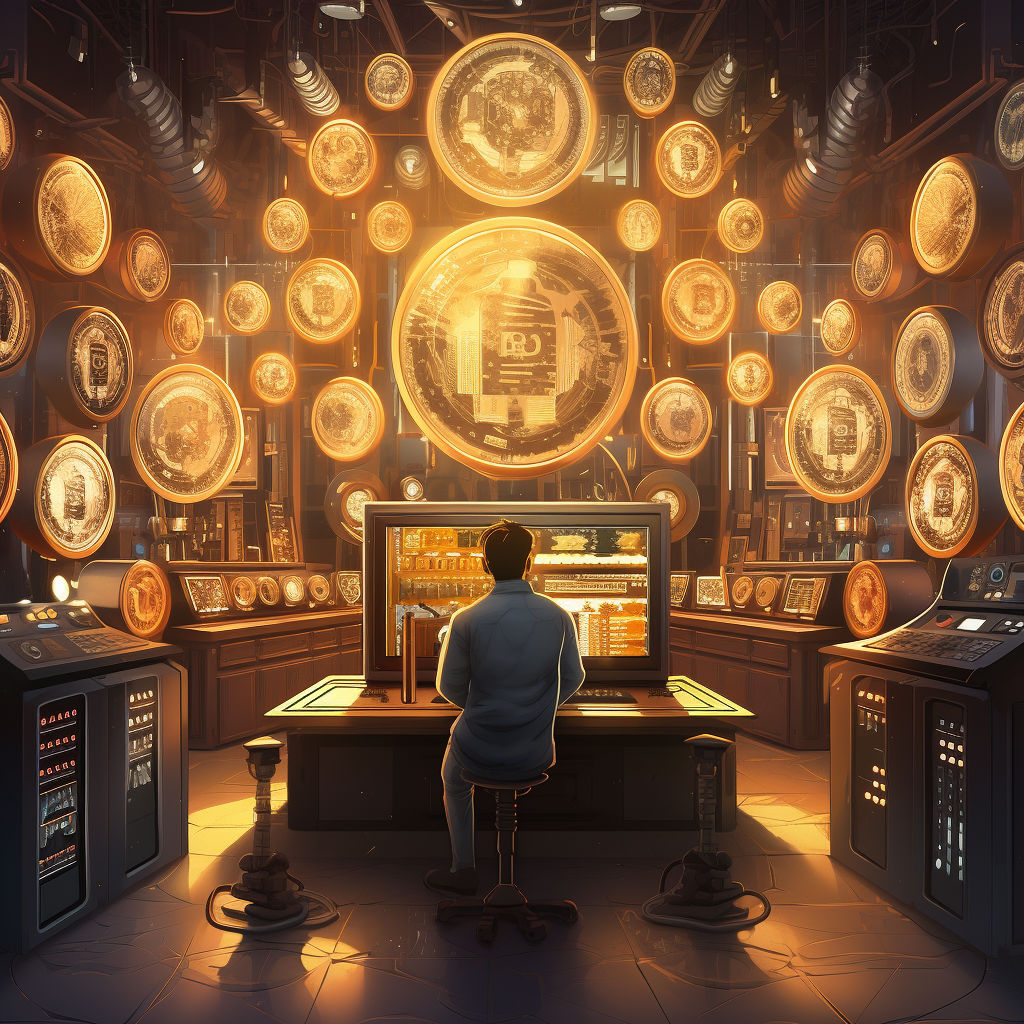 “Une bourse pour échanger les cryptos” (Qant, M. de R. avec Midjourney)