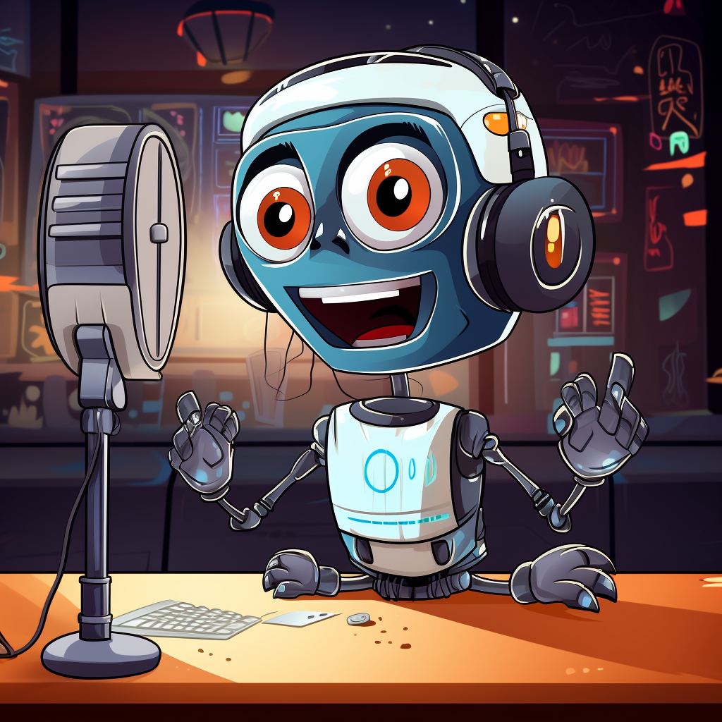 “Le robot anime le podcast” (Qant, M. de R. avec Midjourney)