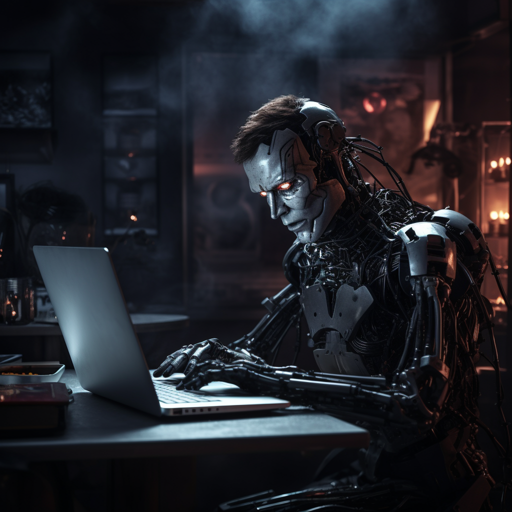 “Le robot surfe sur le net” (Qant, M. de R. avec Midjourney)