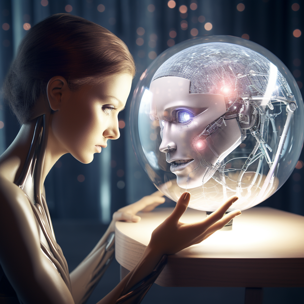 "Deviner l'avenir de l'IA" (Qant, M. de R. avec Midjourney)