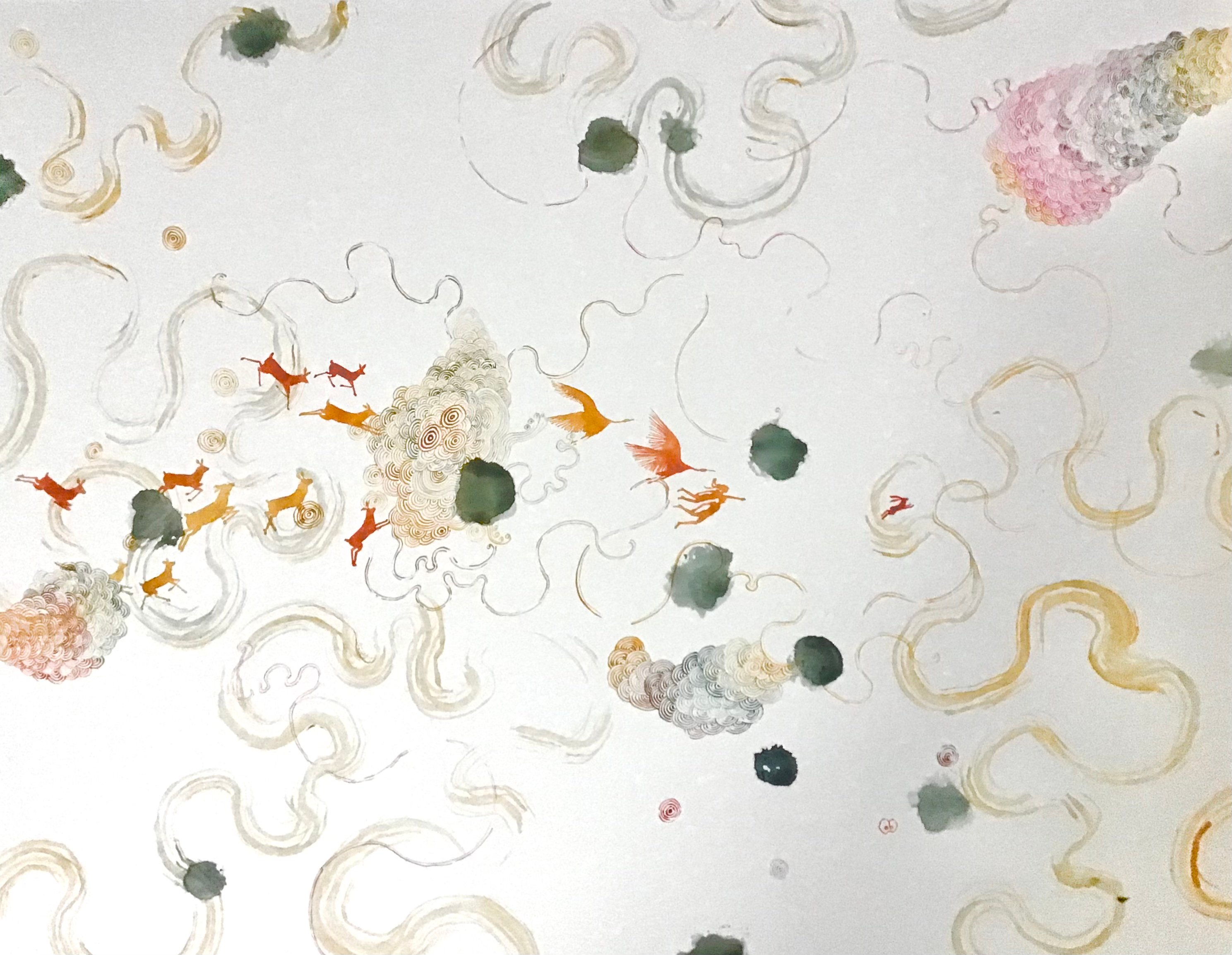 Serait-ce l’élan d’un petit lapin ?    Aquarelle sur papier  50/70 cm  2023