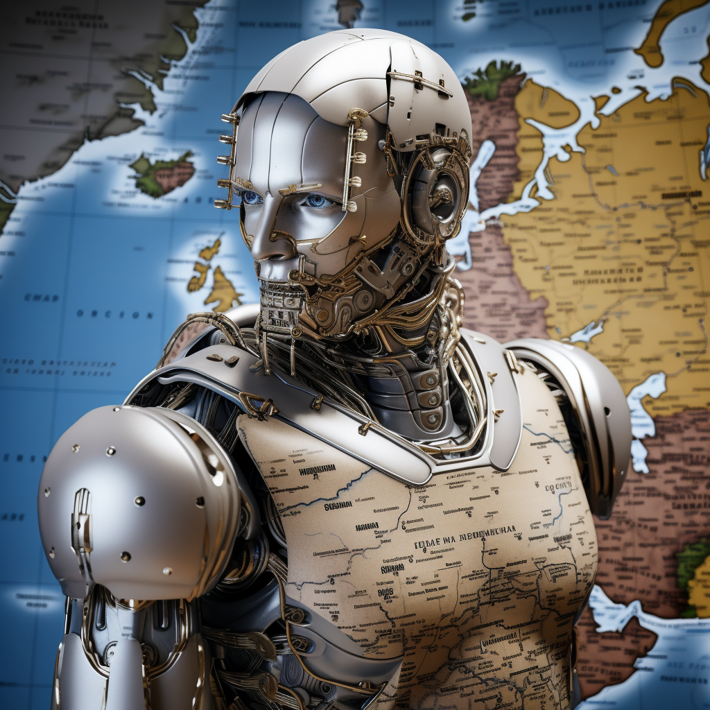 “Le robot veille sur l’Europe” (Qant, M. de R. avec Midjourney)
