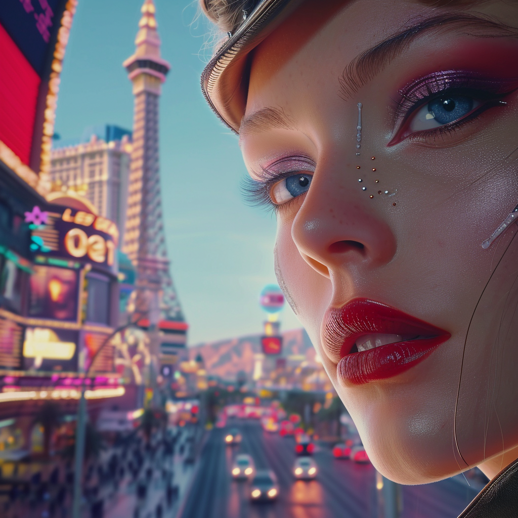 “Une publicité L’Oréal à Las Vegas” (Qant, M. de R. avec Midjourney)