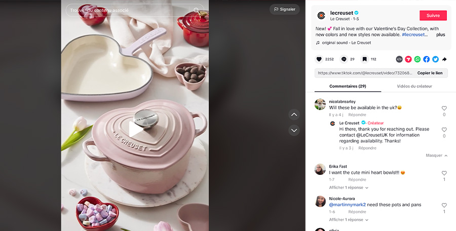 Quand Le Creuset répond à ses fans sur TikTok // © Le Creuset (TikTok)