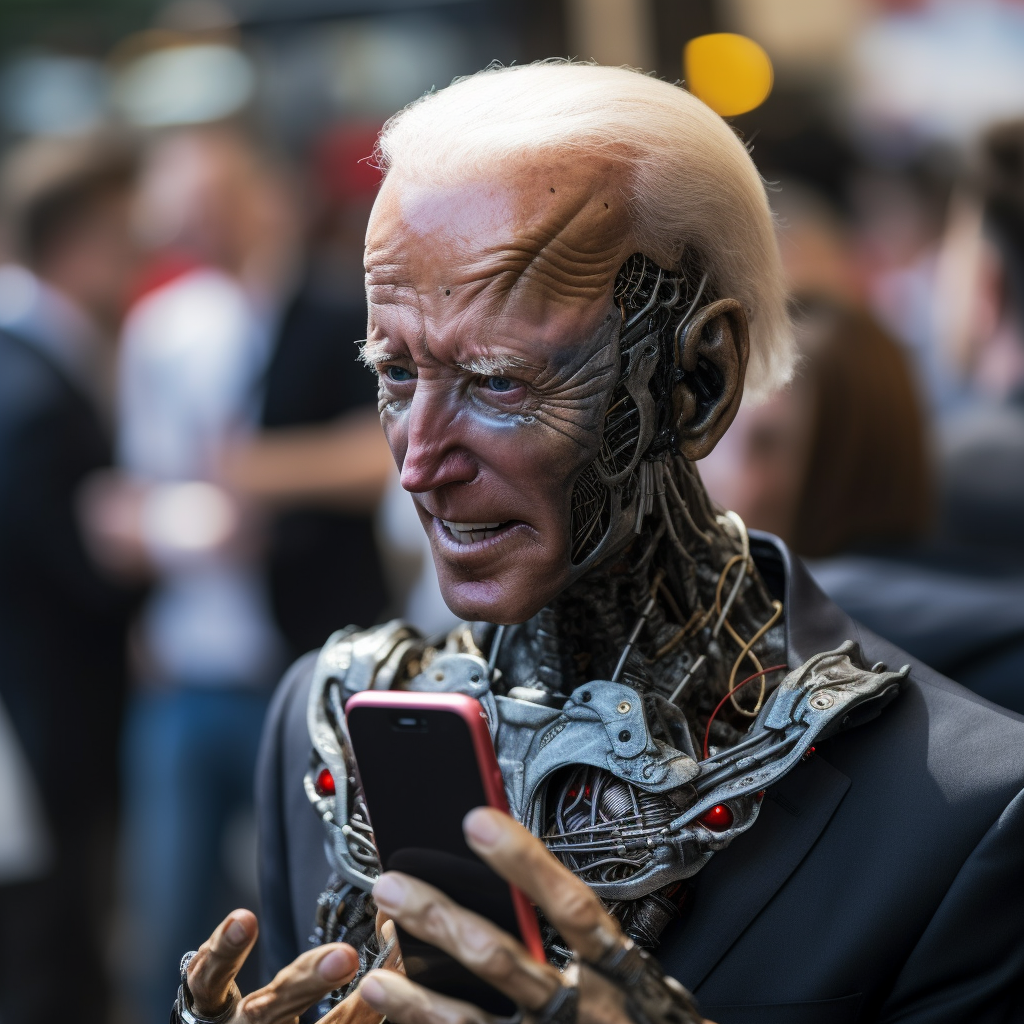 “Un Joe Biden robotisé” (Qant, M. de R. avec Midjourney)