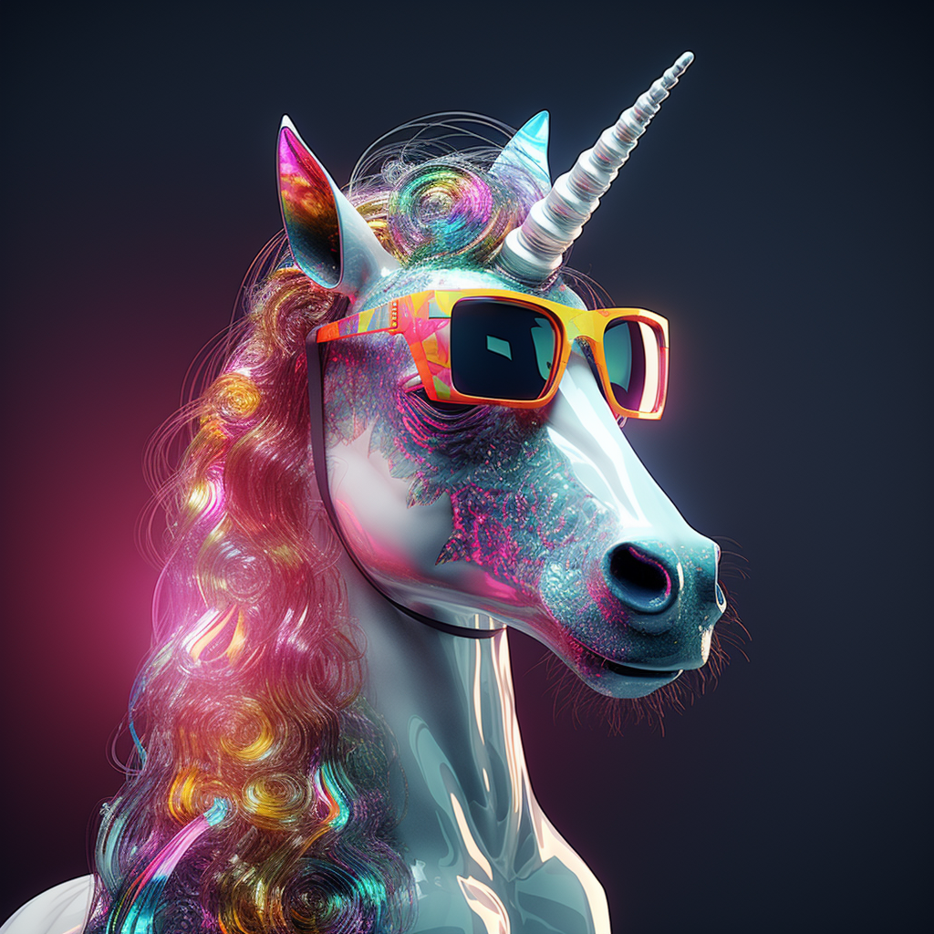 “La licorne chausse ses lunettes AR” (Qant, M. de R. avec Midjourney)