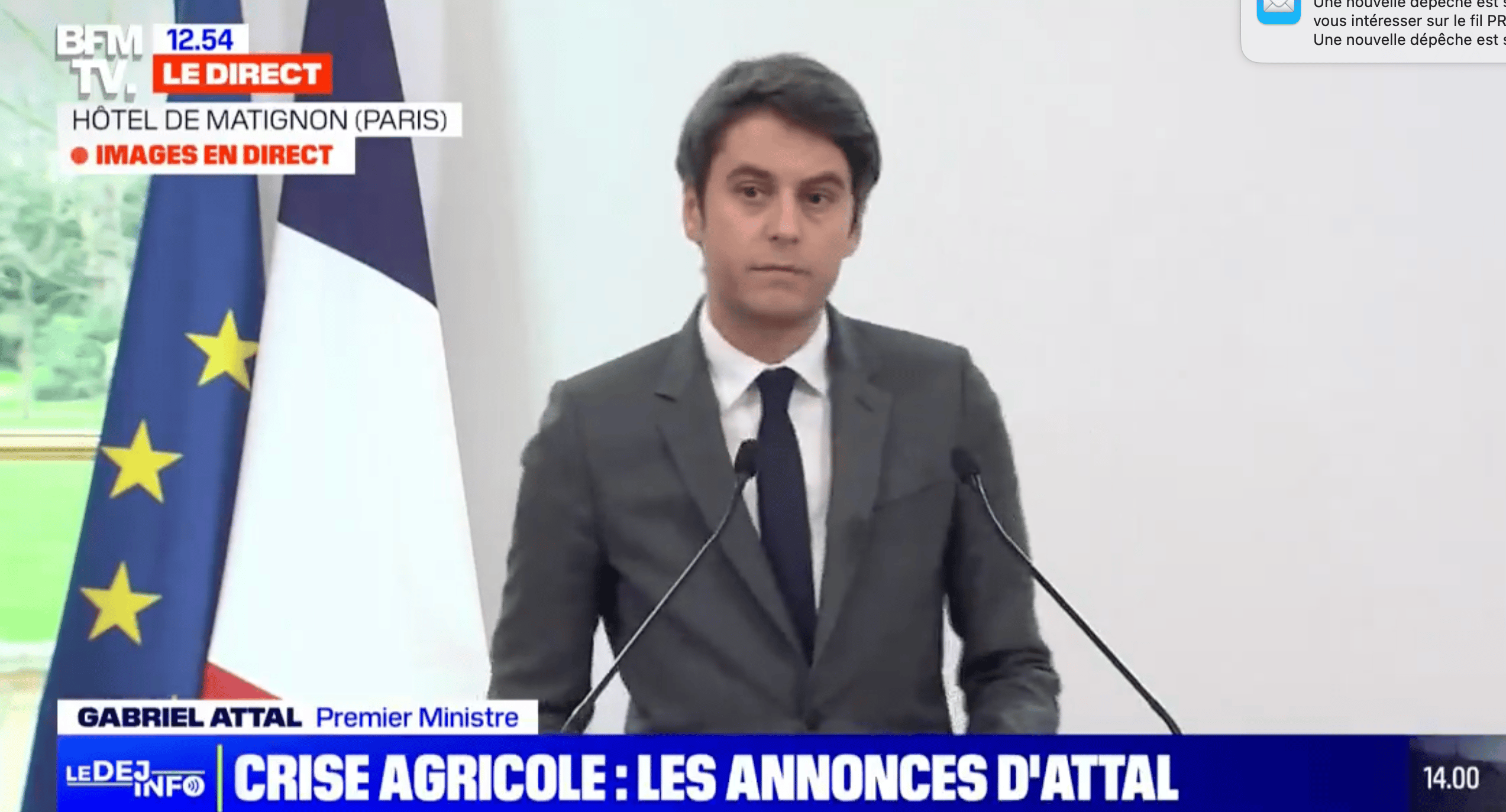 "On ne pouvait pas répondre à la colère en deux jours", précise Gabriel Attal à la fin des annonces.
