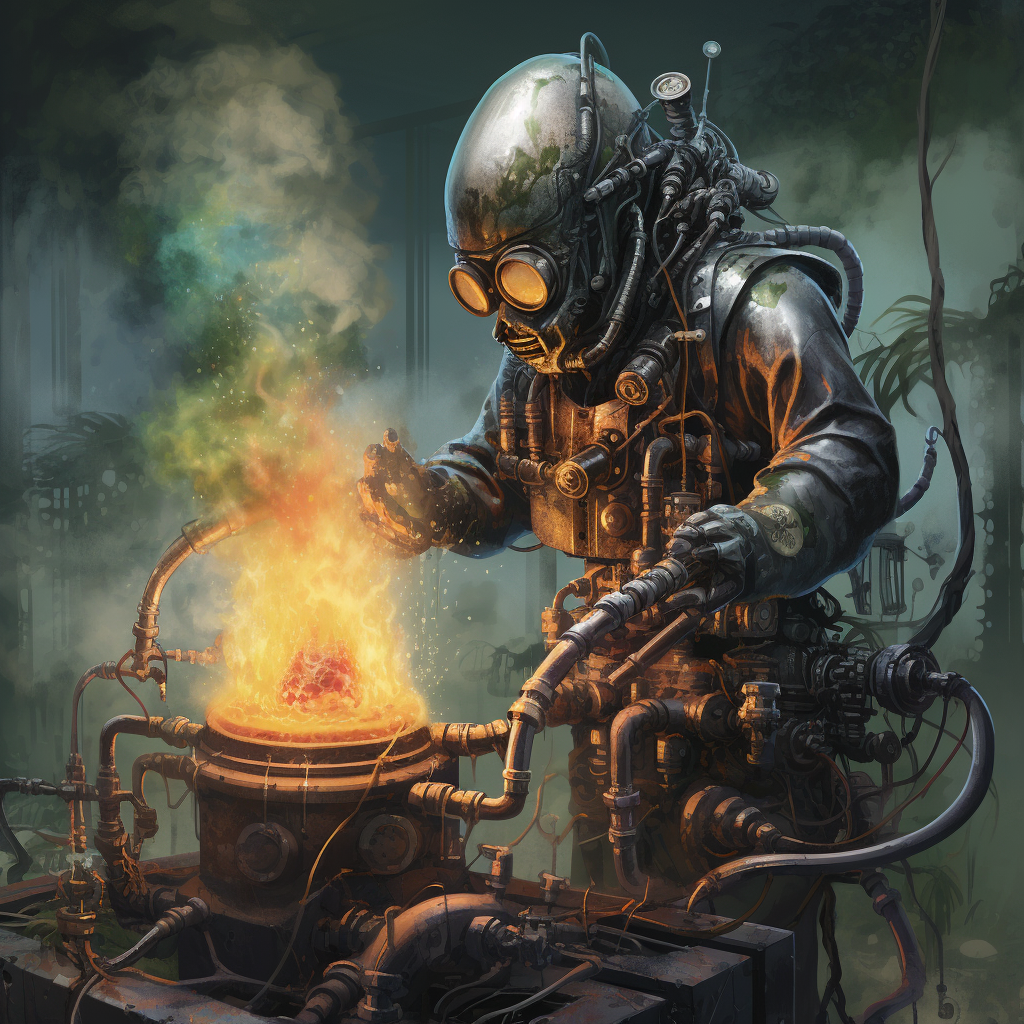 “Le robot fabrique une arme chimique” (Qant, M. de R. avec Midjourney)