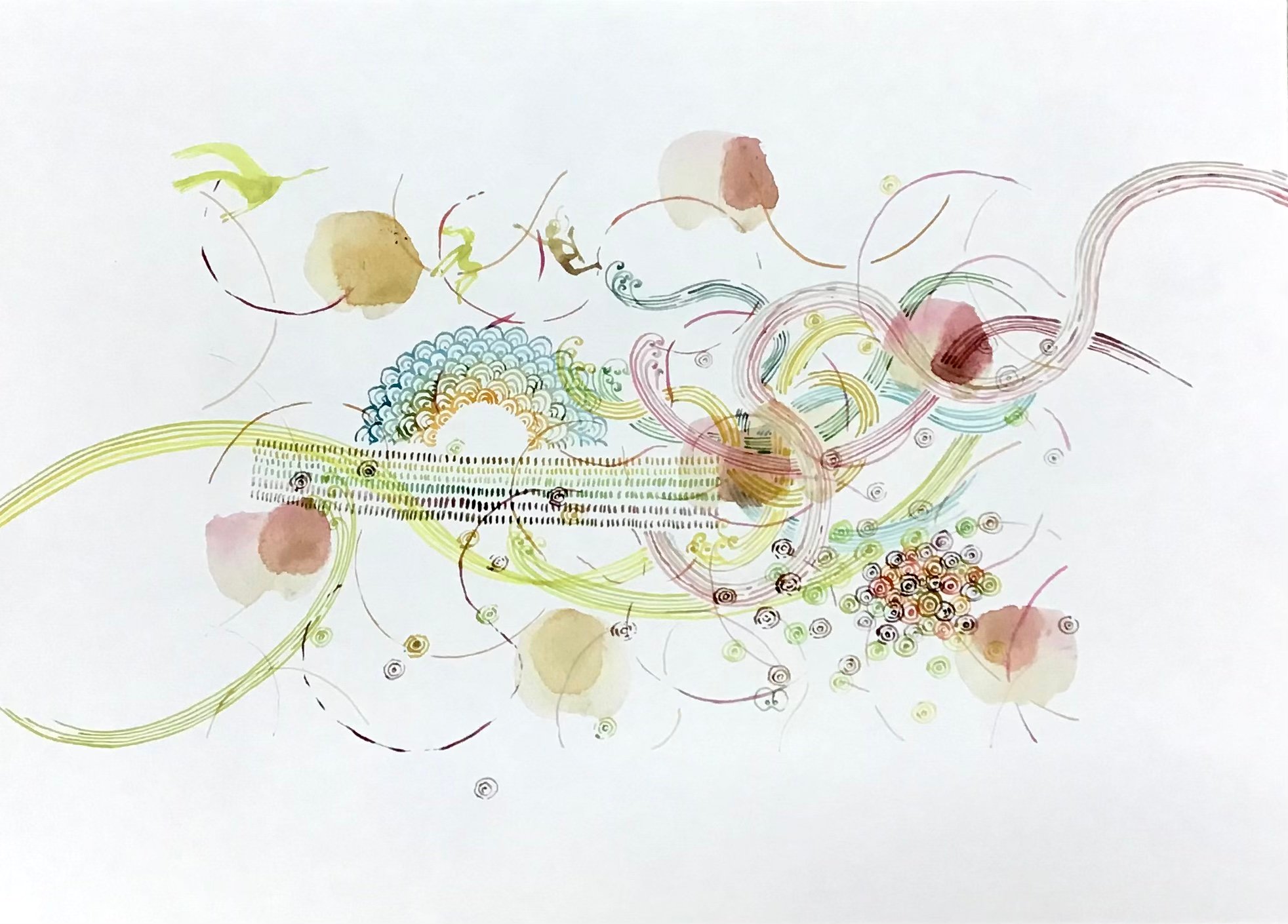 Ne sommes-nous pas un monde de mouvement ?          Aquarelle sur papier     50/70 cm     2024