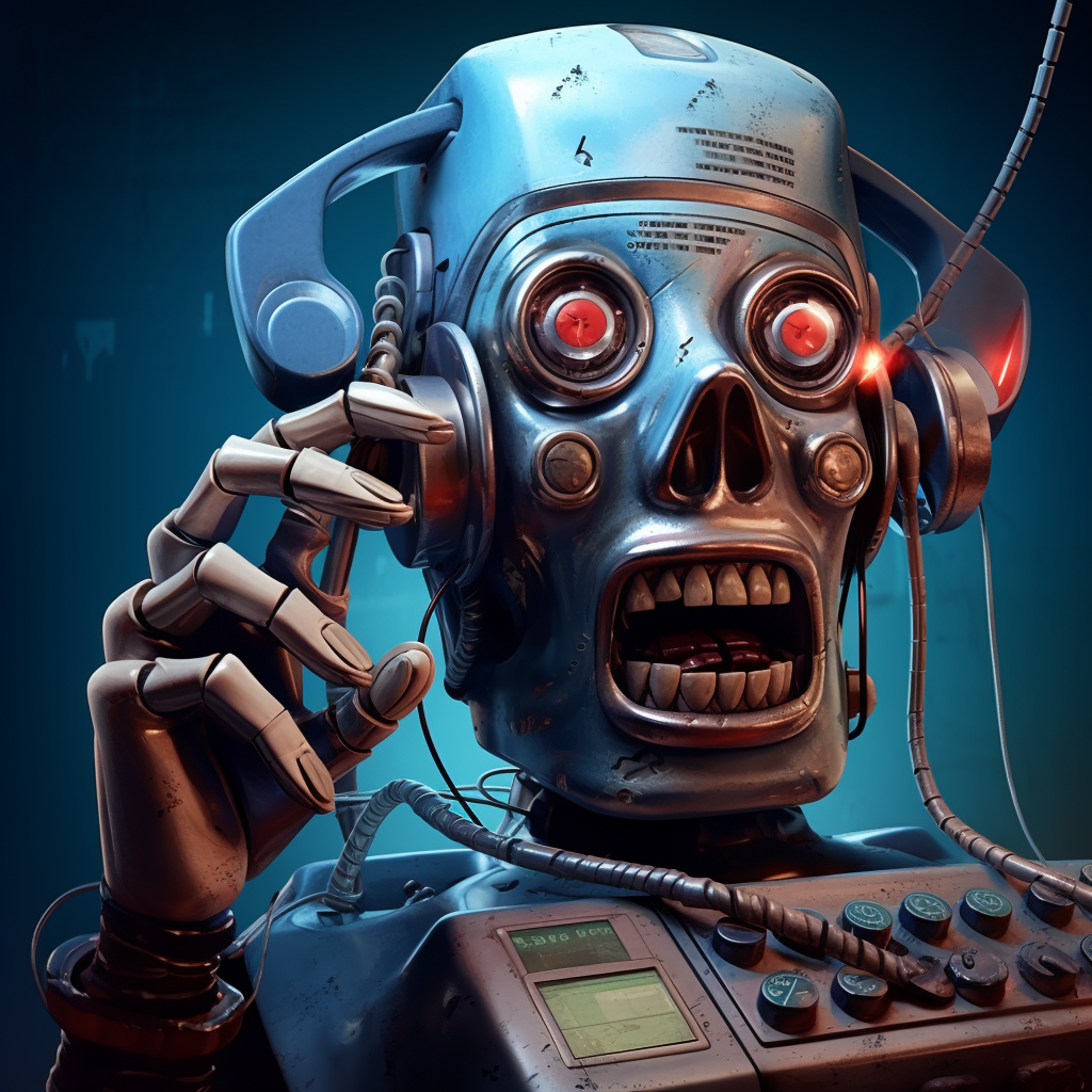 “Le robot arnaqueur par téléphone” (Qant, M. de R. avec Midjourney)