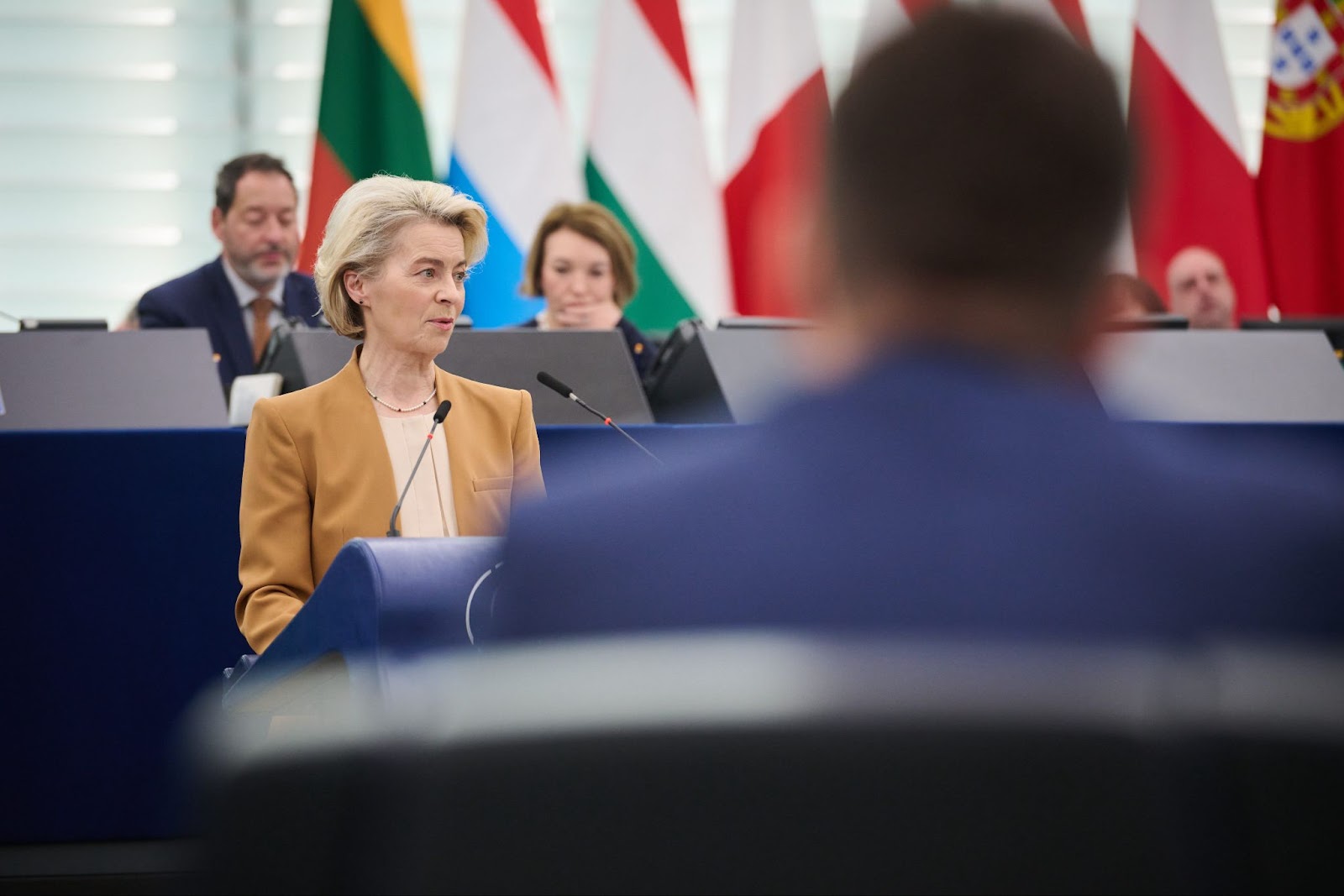 Ursula von der Leyen pendant la séance plénière du Parlement européen à Strasbourg (du 5 au 8 février) © Commission européenne