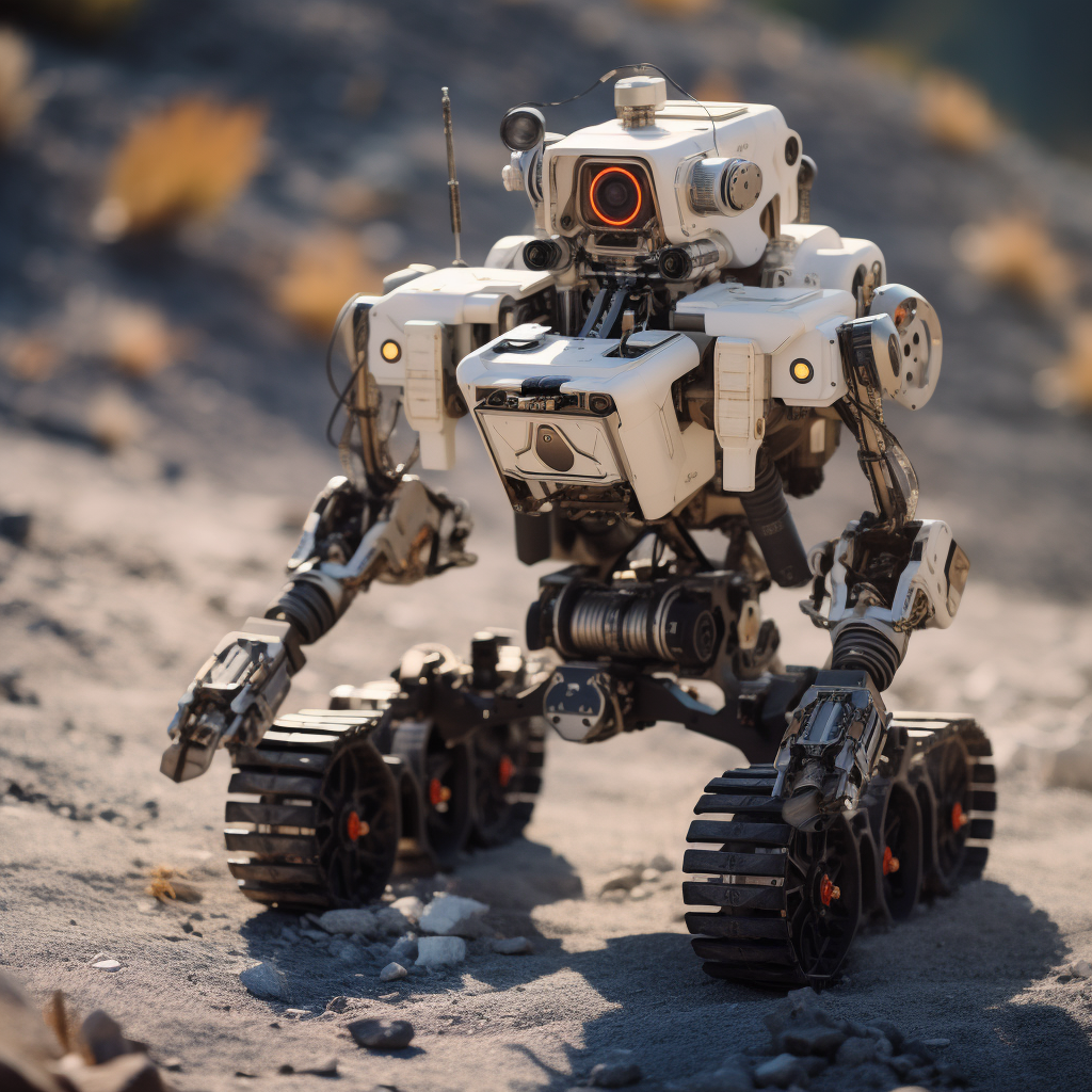 “Le robot autonome est déployé sur le champ de bataille” (Qant, M. de R. avec Midjourney)