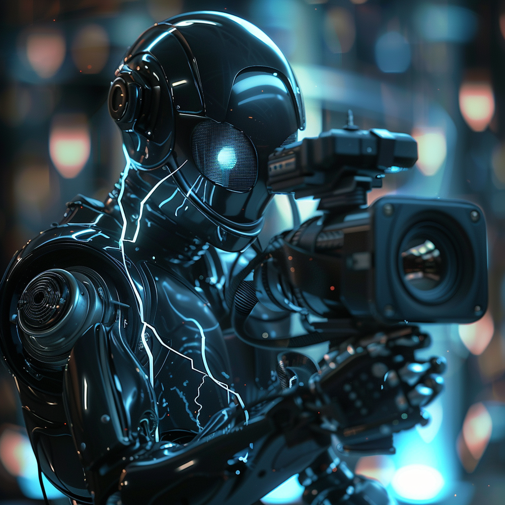 “Un nouveau robot derrière la caméra” (Qant, M. de R. avec Midjourney)