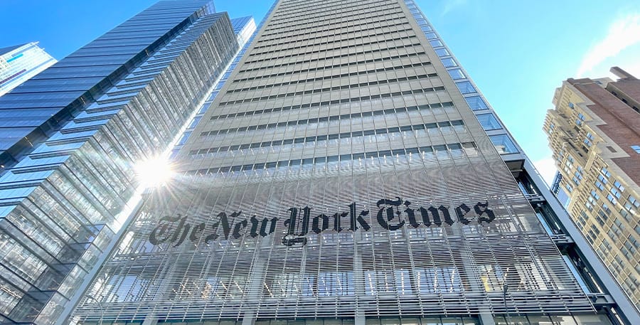 Le siège du New York Times sur la 6ème avenue aka le temple de la propriété intellectuelle // © Getty
