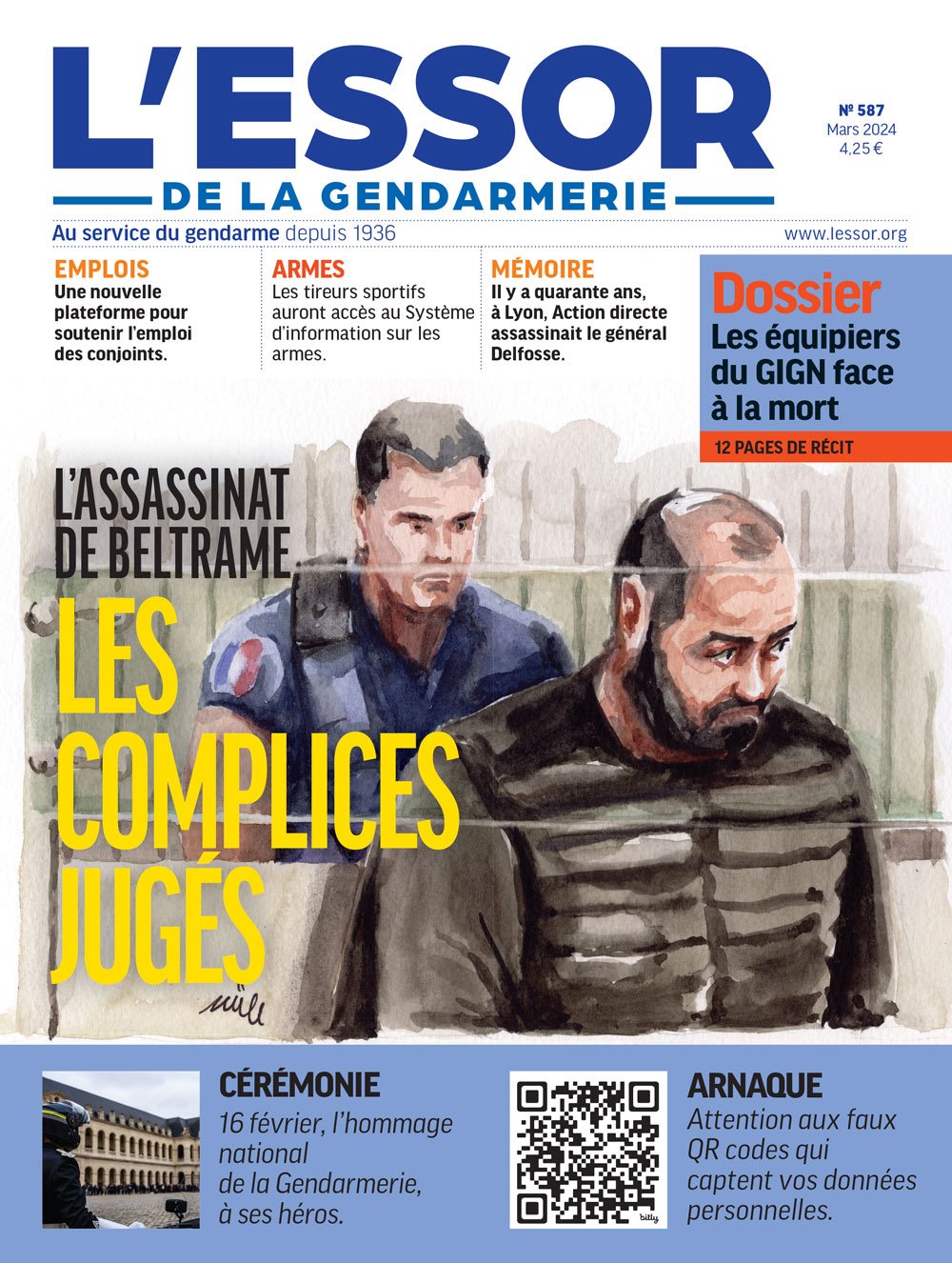 La une de L'Essor de la Gendarmerie, mars 2024