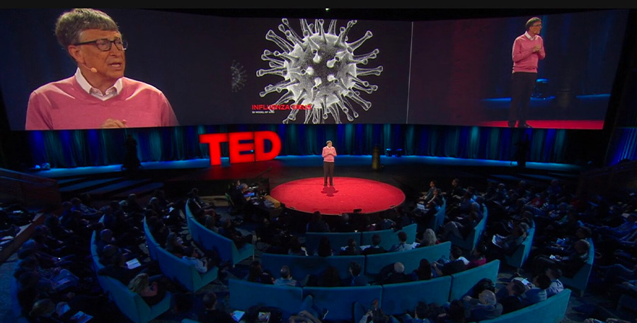 Quand Bill Gates prédisait une pandémie dévastatrice 5 ans avant le Covid, c'était sur TED of course // © TED