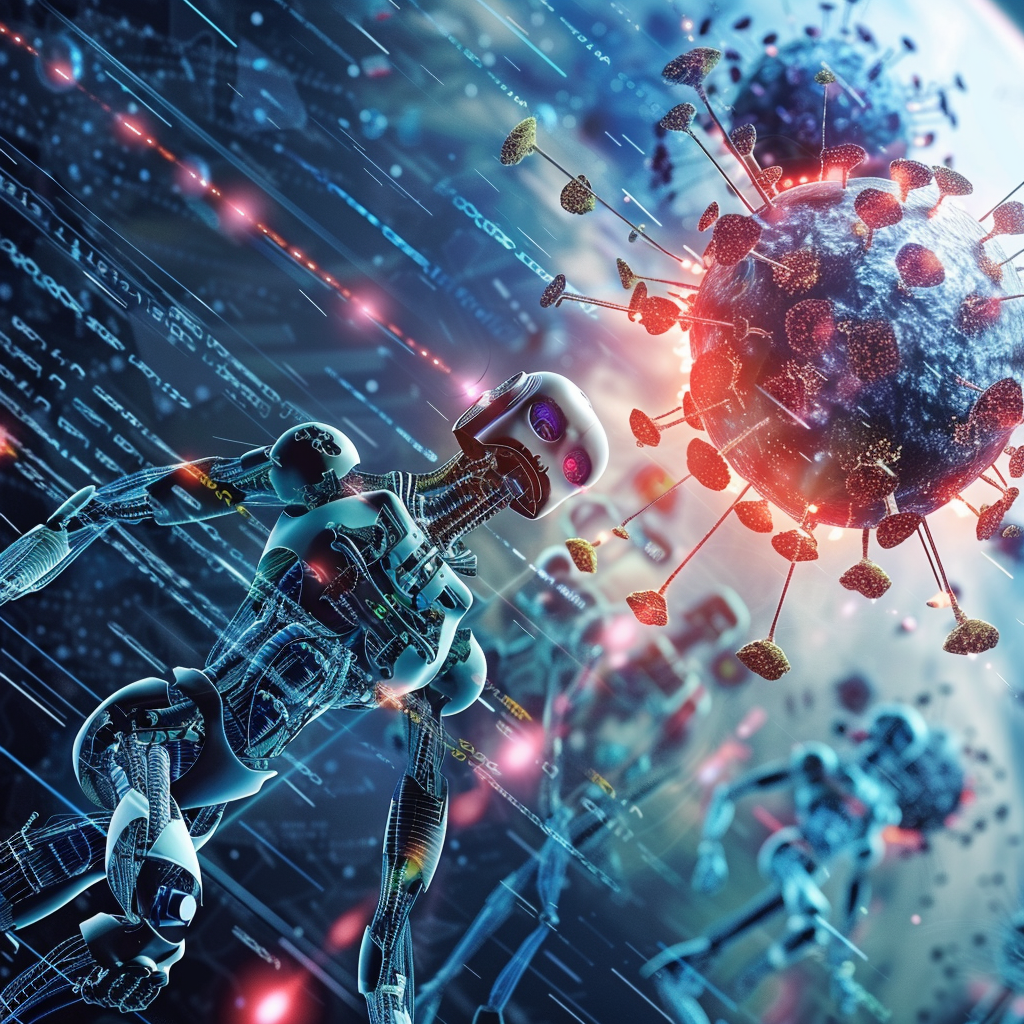 “Les armes biologiques boostées à l’IA” (Qant, M. de R. avec Midjourney)