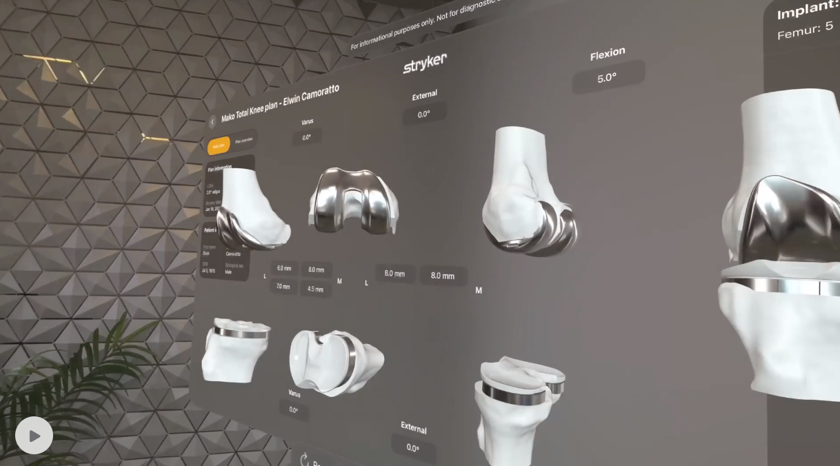 “L'utilisation de l’application myMako par un chirurgien” (Source : Apple)