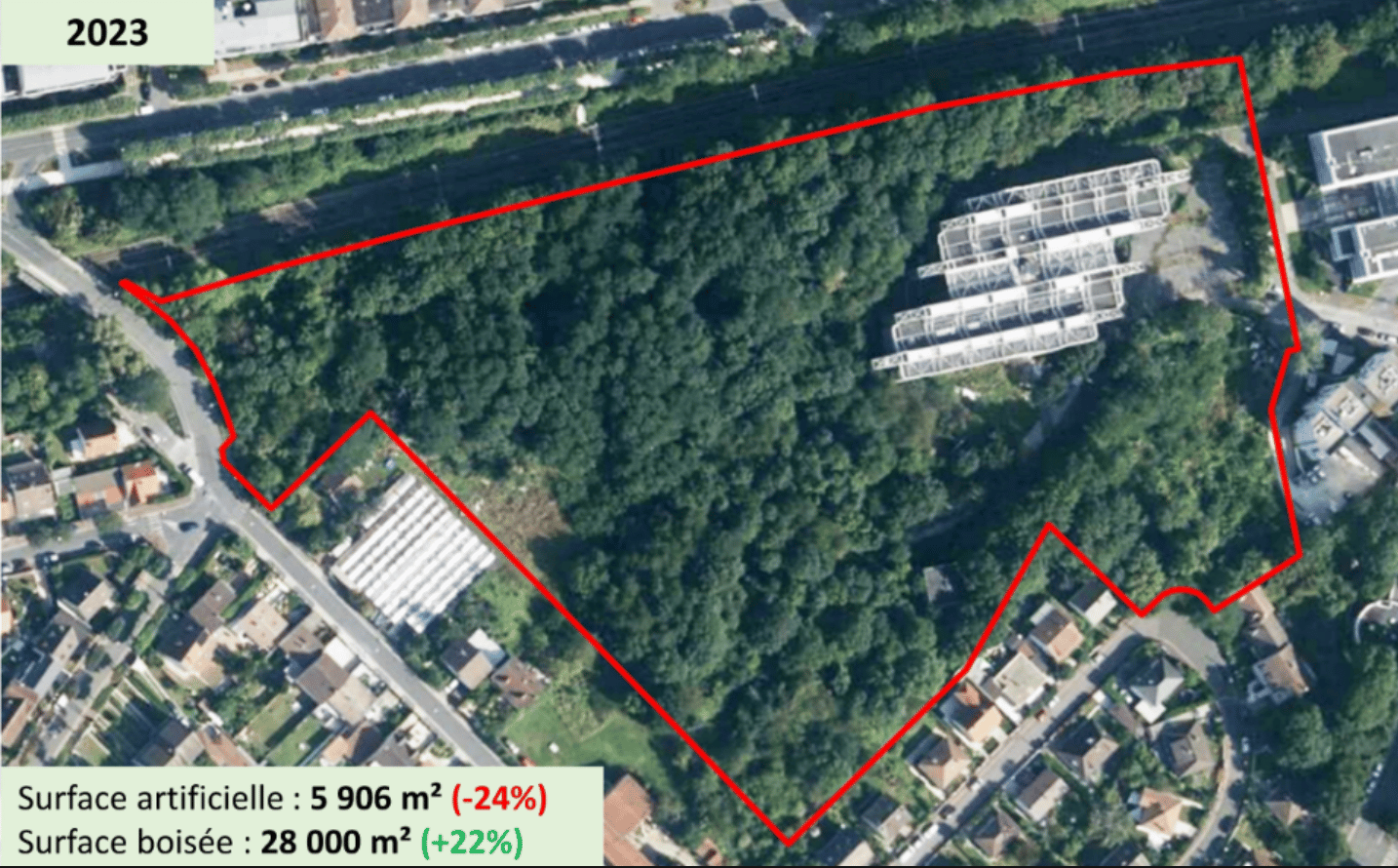 La zone de défrichage de l'ancien projet immobilier de la BNP Paribas.