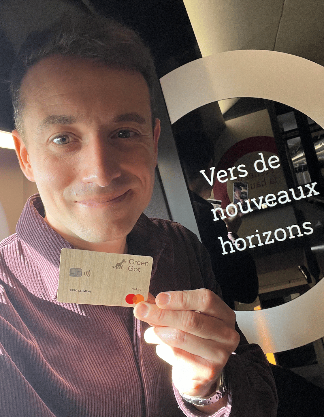 Ma carte Green-Got et moi, en route dans un TGV vers "de nouveaux horizons". Ce n'est pas moi qui le dis, c'est la SNCF. 