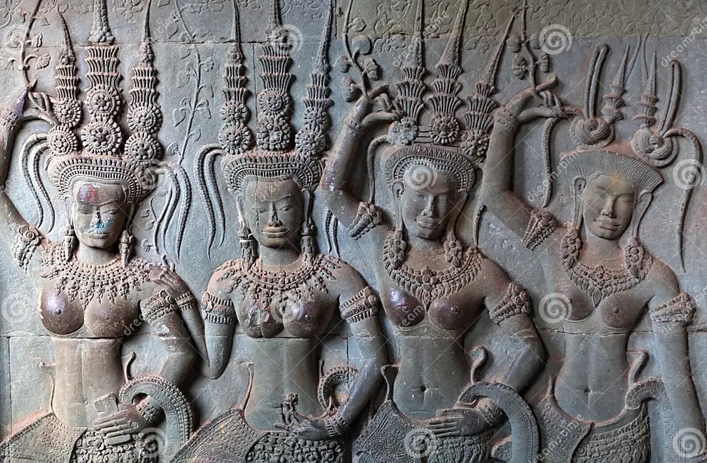 Bas-relief du temple d’Angkor Wat, entre 1113 et 1150, Cambodge. 