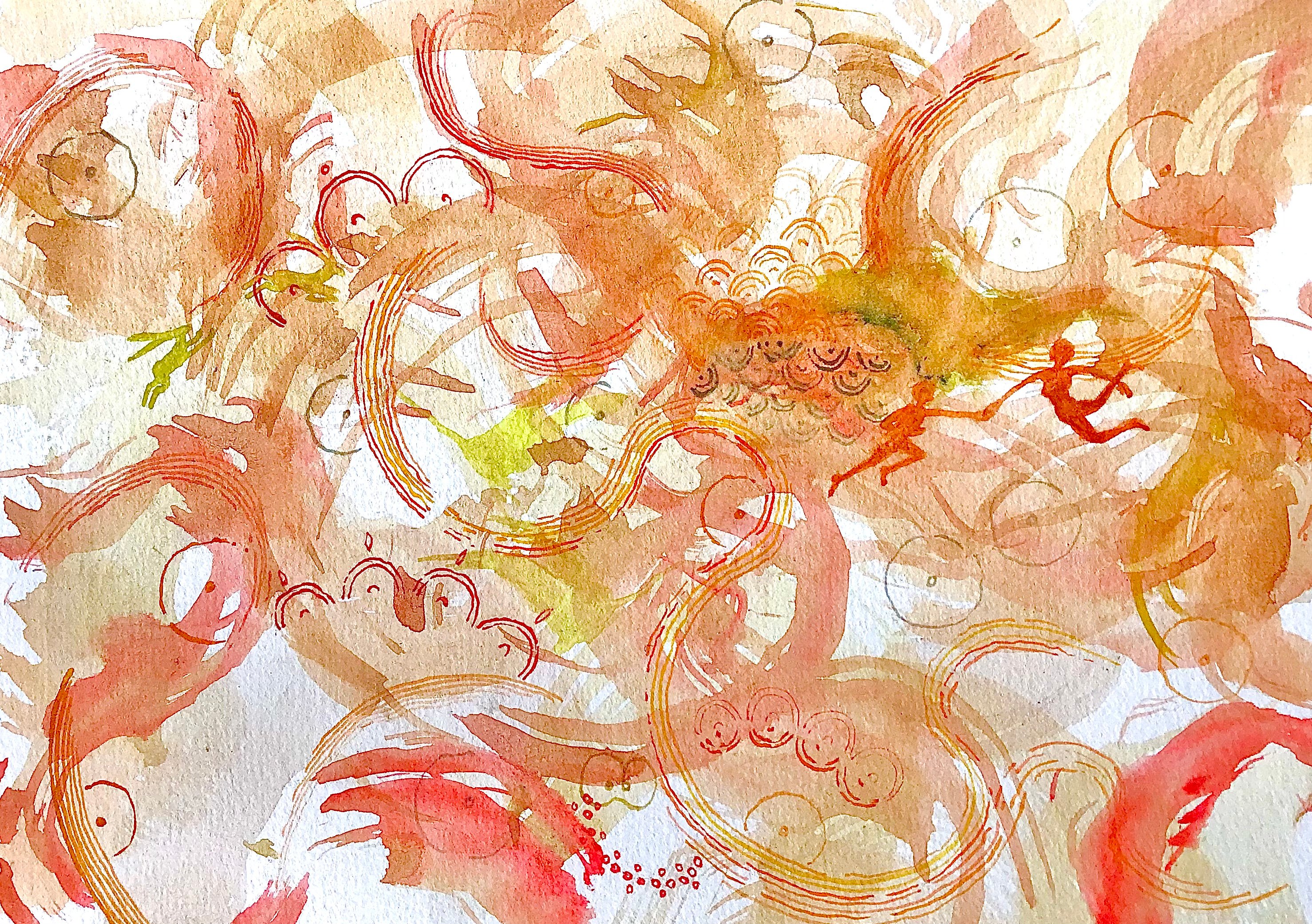 Monde palimpseste, Aquarelle sur papier, 14,8/21 cm, 2024