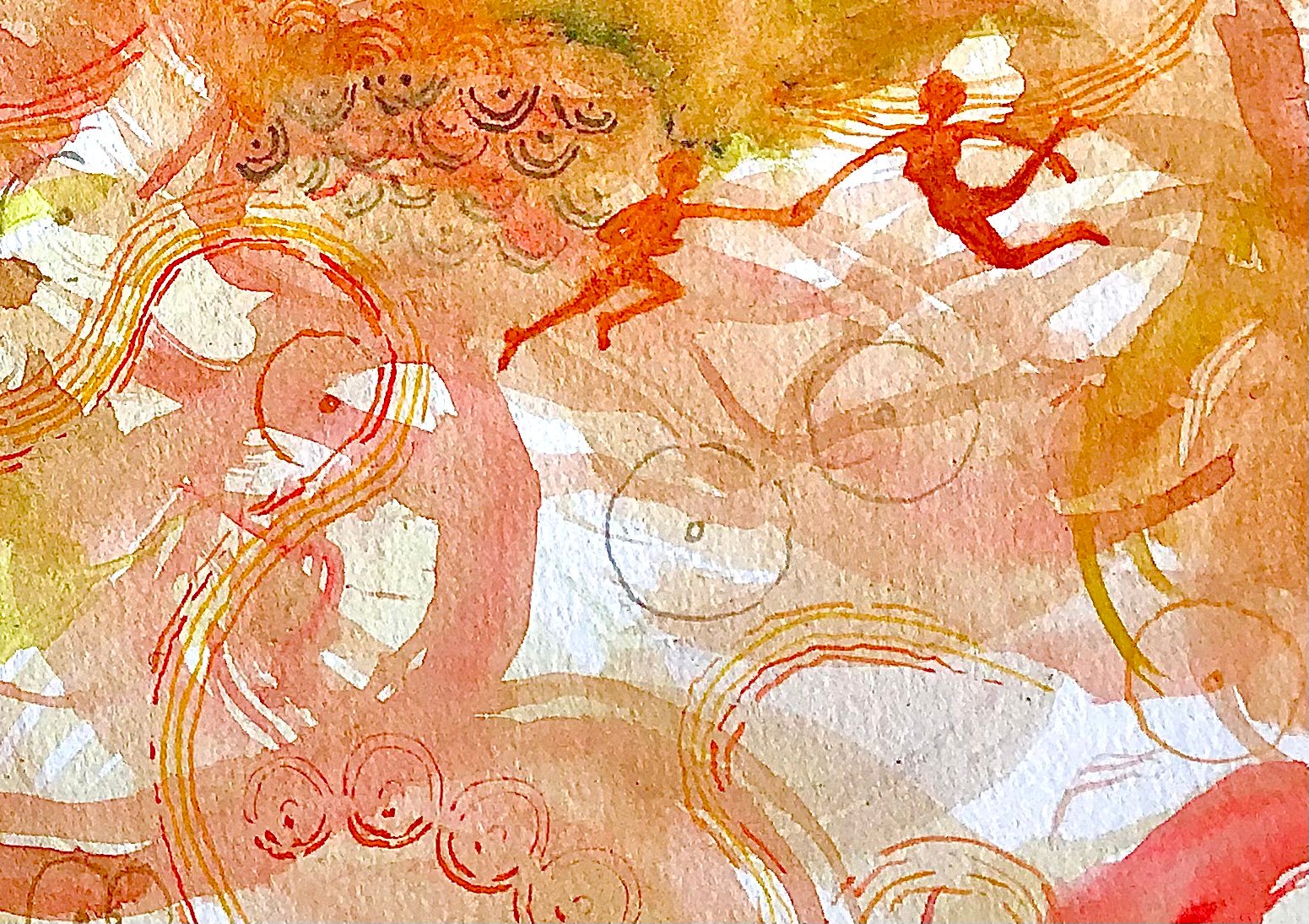 Monde palimpseste (détail), Aquarelle sur papier, 14,8/21 cm, 2024