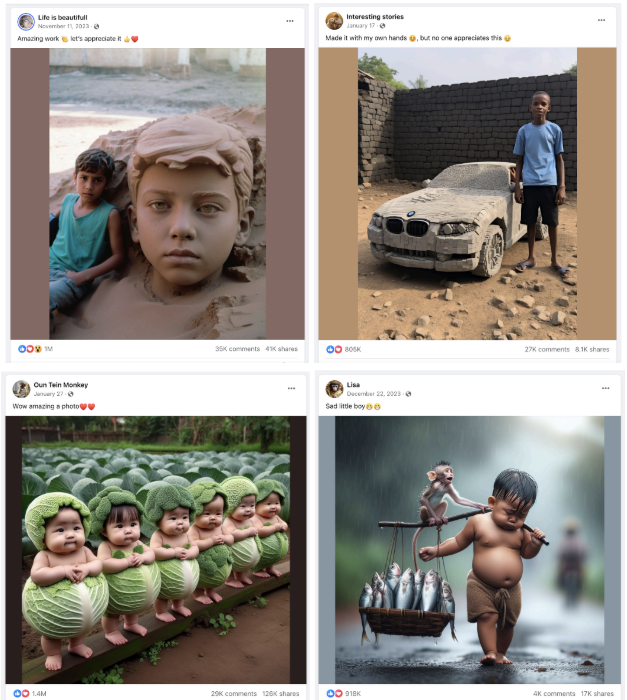 Les images générées par IA se multiplient sur Facebook - Source : Stanford