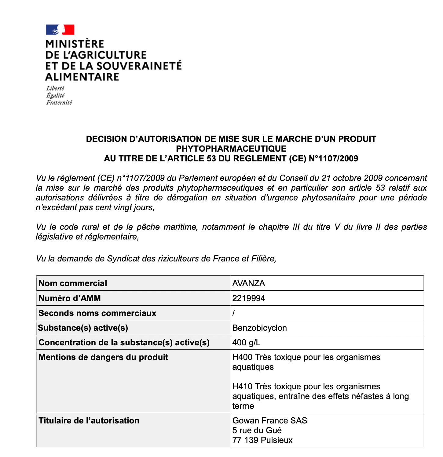Le document autorisant l'utilisation de l'Avanza en France   jusqu'au mois de juillet. 