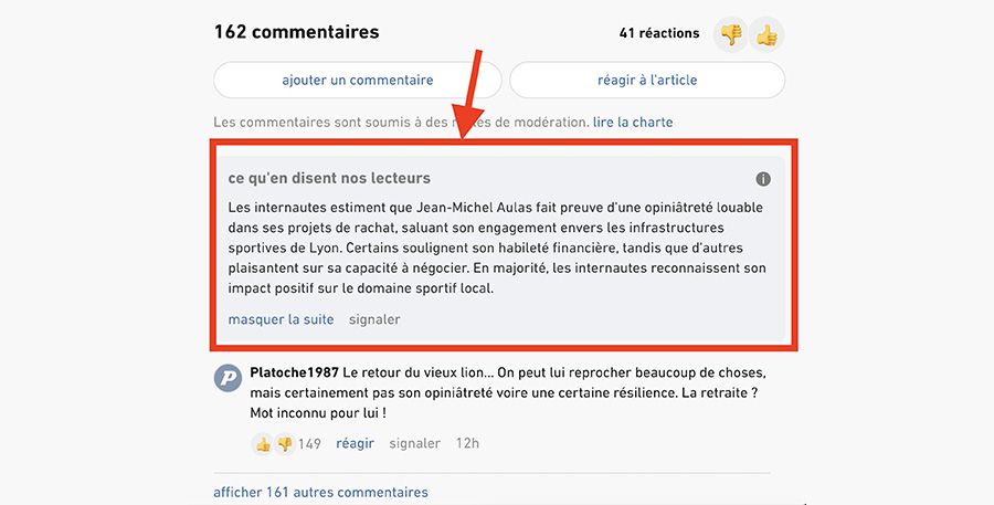 Exemple visuel de ce que cela donne sur le site du journal //  © L'Équipe