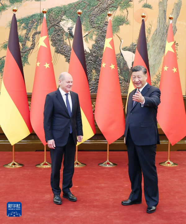 Le chancelier allemand Olaf Scholz et le président chinois Xi Jinping à Pékin, le 4 novembre 2022. © Ambassade de Chine en France