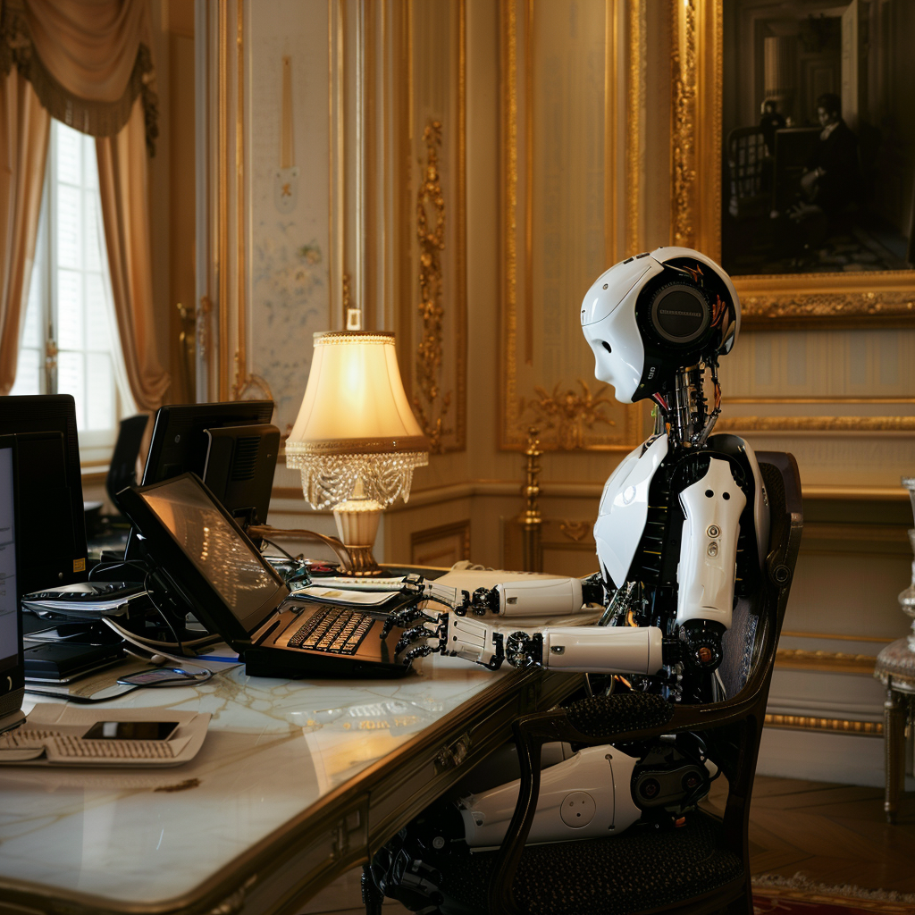 “Une IA dans l’administration française” (Qant, M. de R. avec Midjourney)