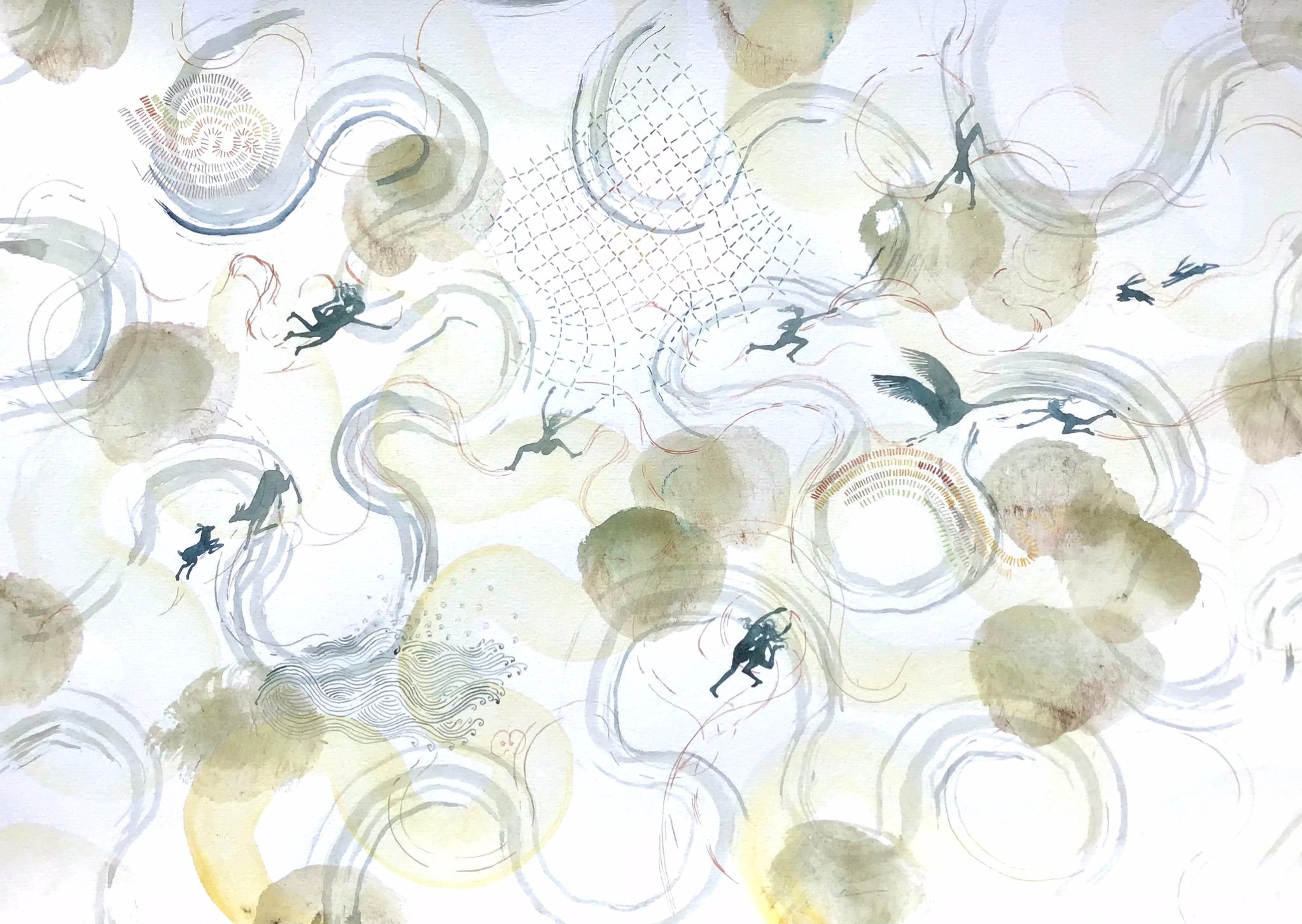 Nous et je au monde, Aquarelle sur papier, 29,7/42 cm, Avril 2024